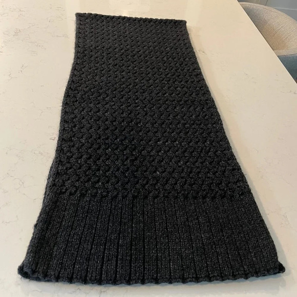 Zara Man Stylish Knit Scarf w Rib Trim Made in Turkey Charcoal Grey Sz M NWOT - Picture 5 of 7